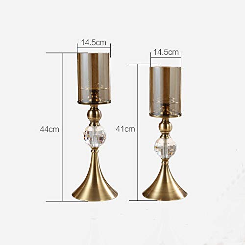 Acquire Glass And Crystal Gold Plated Candlestick Wedding Candlestick Decoration Home Center Table Decoration (Size : 41Cm+44Cm) #TOP1