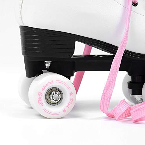 Patins à roulettes Classiques rétro ABEC7 pour Femme - Couleur Blanc et Rose - Taille 35, 36, 37, 38, 39, 40, 41