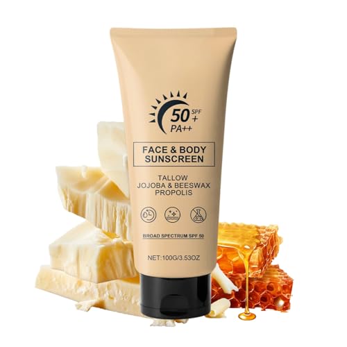 Tallow Sunscreen Face Cream SPF 50 – Natural Mineral SunCream - O...