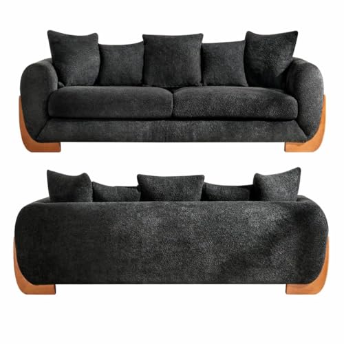 Image of A to Z Furniture Classic Chesterfield Sofa Set Luxury Chesterfield Sofa in for Home Living Room & Office (3+1+1=5 Seater Sofa Black)