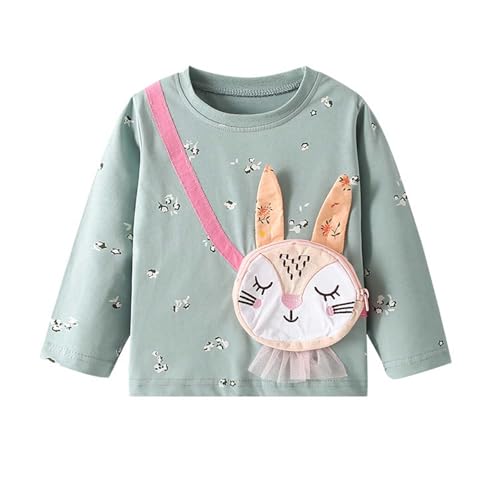 Sudadera con Capucha Infantil para Niñas Diseño Estampado Conejito Ballet Manga Larga Tejido Confortable Uso Diario Corte Holgado (Mint Green, 18-24 Months)