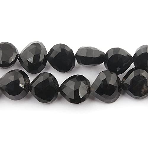Perles onyx noir facettées en cœur LKBEADS pour création bijoux 9-12mm