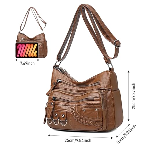 Image of WITERY Crossboby Bag for Women - Soft PU Leather Multi-Pocket Shoulder Bag Handbag with Adjustable Strap