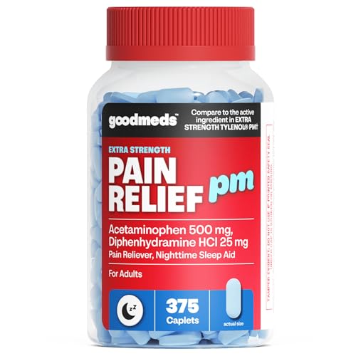 GoodMeds Compare to Tylenol PM Pain Reliever & Sleep Aid Generic Acetaminophen 500mg Fast-Acting Extra Strength for Headaches Migraines Aches | Non-Habit Forming (375 Count)
