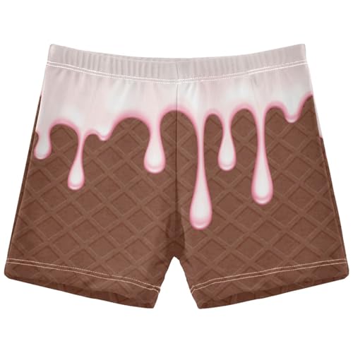 Boys Swim Trunks Quick Dry Bathing Suit Brown Wafer Flowing Ice Cream Toddler Swim Shorts Boardshorts 3-10
