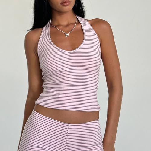 Image of NUFIWI Y2k Striped Shorts for Women High Waist Stretch Micro Boy Shorts Slim Fit Pajamas Bottoms Lounge Shorts Sleepwear