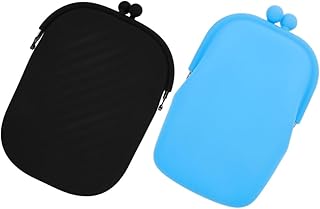 PACKOVE 2個 シリコン製多機能財 レディースコインケース 小銭入れ ポータブルで収納便利 旅行やショッピングにな携帯財 ブルー ブラック