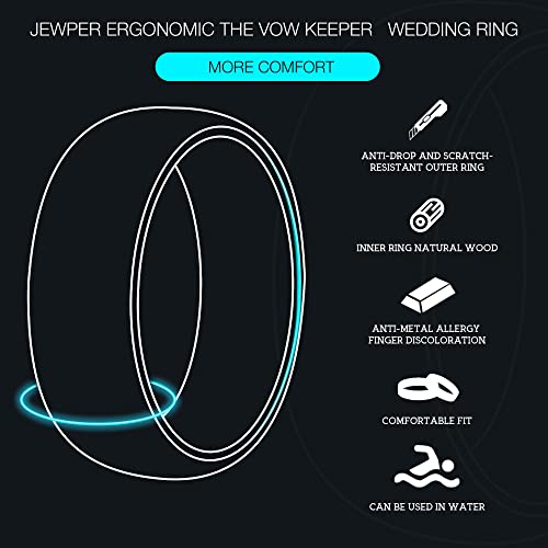 Tungsten Rings for Men Womens 8mm Black Silver Fashion Promise Wedding Band Carbide Inner Hole Inlaid Whiskey Barrel Wood Chamfer Frosted Matte Finish Edge Comfort Fit size 7-122