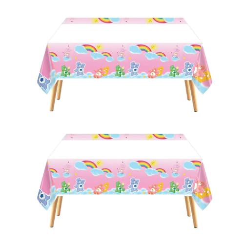 2pcs Cute Bear Party Supplies Tablecloth Pack Plastic Table Covers for Kids Cute Bear Theme Birthday Party Decorations 70x42.9 inch