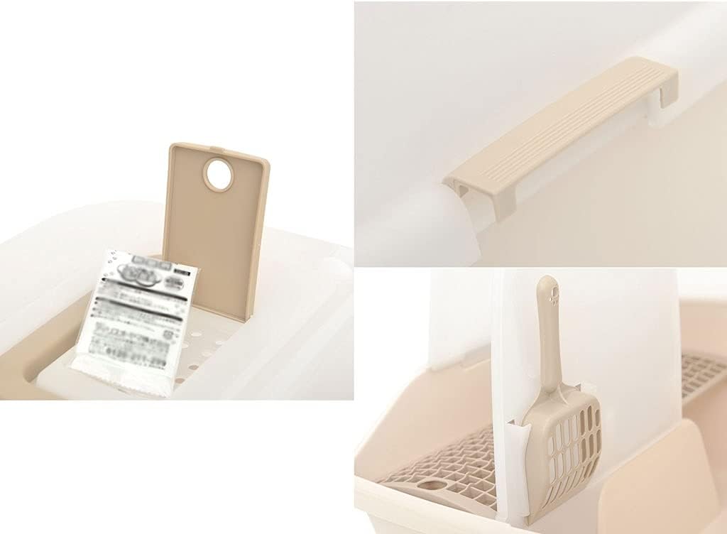 Long Aisle Fully Enclosedwith Handles Cat Tray Splash-Proof and Deodorant Cat Toilet Easy to Carry Cat Litter Pan (C)