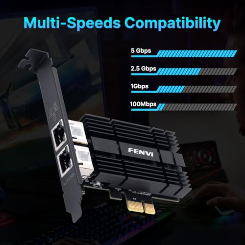 Image of FENVI Dual Port 2.5G Ethernet Card with Intel I226 Chip, PCIe Network Adapter 2500Mbps NIC for Gaming PC, Server, Desktop Computer - Compatible with Windows 10 /11, Mac OS, Linux