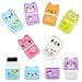 6 Pcs Cute Pencil Eraser, Cartoon Animal Themed Roller Colorful Rectangle Eraser Pencil Rubber Erasers For Kids School Office Supply Stationery