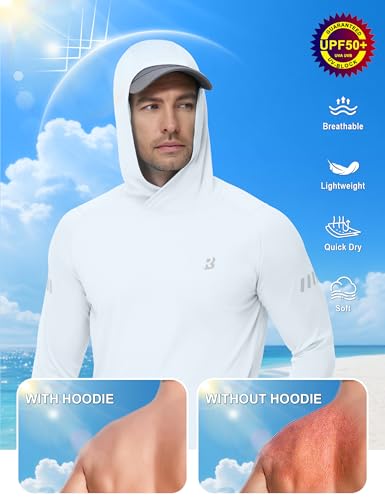 Image of Roadbox Men's UPF 50+ Sun Hoodie, UV Long Sleeve Fishing Shirts Rash Guard