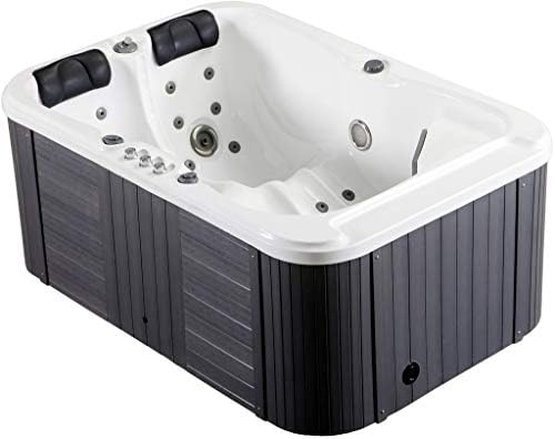 MCP-Distributions 2 Person Indoor / Outdoor Hydrotherapy Bath Hot Tub Spa with 31 Jets, 3KW Water Heater, Thin Canvas Cover, Grey Skirt Siding and Insulated Hard Cover