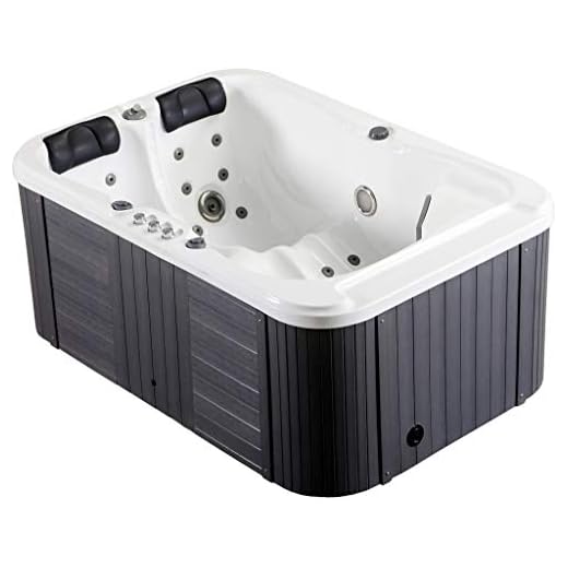 MCP-Distributions 2 Person Indoor / Outdoor Hydrotherapy Bath Hot Tub Spa with 31 Jets, 3KW Water Heater, Thin Canvas Cover, Grey Skirt Siding and Insulated Hard Cover