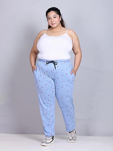 Image of CUPID Women's Plus Size Cotton Printed Pajamas, Nightwear, Lounge Wear, Walk Wear Lowers, Regular Fit Track Pants for Ladies M to 7XL