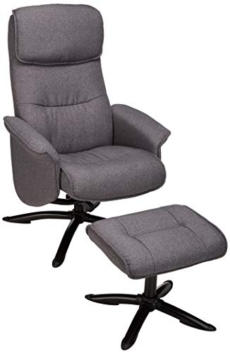 AmazonBasics Classic Linen Recliner & Ottoman Set - For Living Room or RV