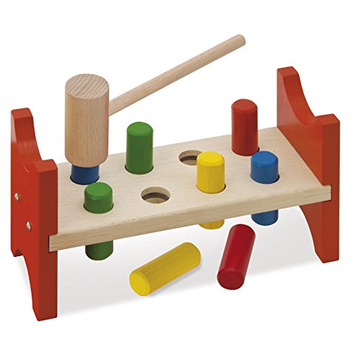Eichhorn – Kugelbahn-Haus – bunte Rollbahn aus Holz, für Kinder und Babys ab 1 Jahr & 100027005 - Klopfbank, enthält 1x Hammer, 8x Klopfstifte, 9x23,5x13cm, 10-tlg., FSC 100% Zertifiziertes Buchenholz