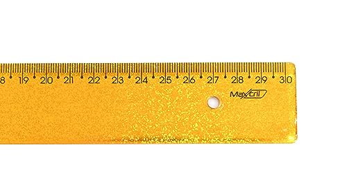 REGUA DE 30 CM NEW LINE HOLOGRAFICA GLITTER AMARELA