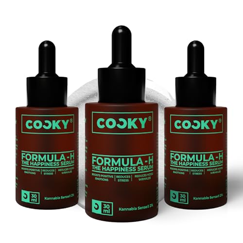 Image of Cocky - Formula H, The Happiness Serum | Mood Booster, Reduces Stress, Activates Brain's Pleasure Areas, Boosts Positive Emotions, Reduces Wrinkles & Helps in Anti-Aging | Powered by Kannabia Sense | Sulphate & Paraben Free | 30 ml (Pack of 3)
