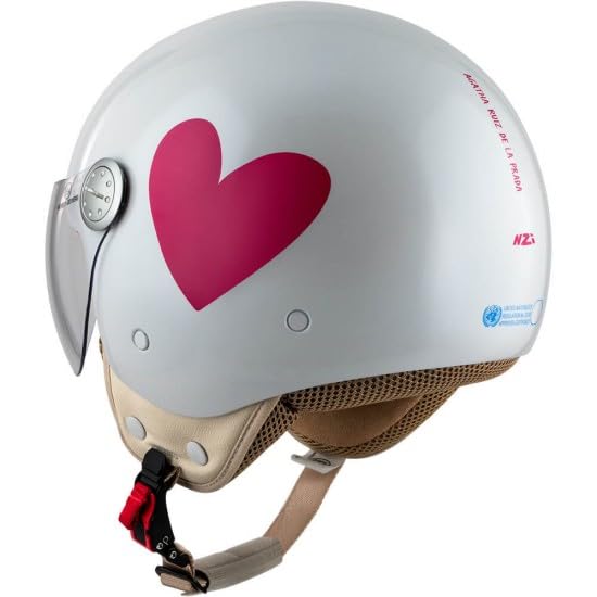 Casco Abierto Edicion Especial Ruiz - Blanco con Corazon Rosa T-XS