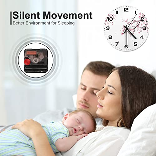 Dadabuliu Wall Clock Blossom Cherry Flower Watercolor Ethnic Silent Non-Ticking 10 Inch Round Clocks Battery Operated Quartz Analog For Living Room Kitchen Bedroom Bathroom Office Home School Decor #TOP5