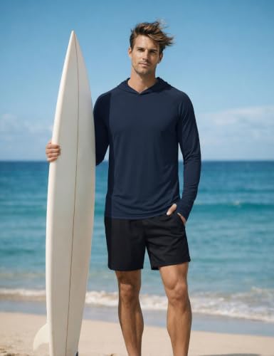 Image of KEFITEVD Men's Sun Hoodie Long Sleeve Fishing UPF 50+ SPF Quick Dry Shirts