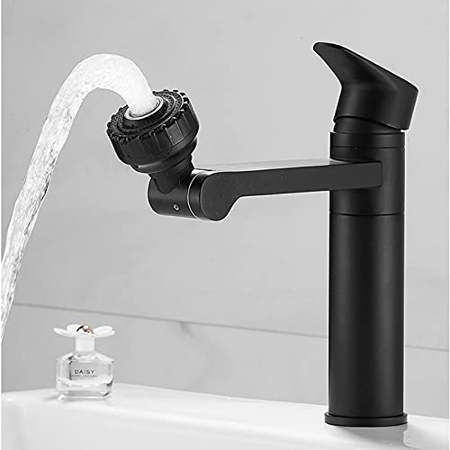 Grifo de baño multifunción, grifo de fregadero Blac, mezclador de agua fría y caliente, grúa, grifos de agua universales montados en cubierta cromada(Style 2 black)