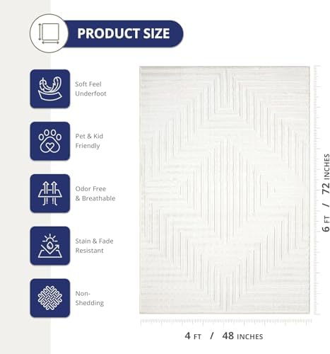 Abani-Neutral Cream Area Rug-Durable & Easy to Clean