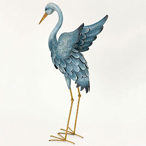 Bits And Pieces - Japanese Blue Heron Metal Garden Sculpture Set - Two Metal Cranes Perfect For Garden Décor - Metal Garden Art, Outdoor Lawn And Patio Décor, Backyard Sculpture, And Decoration #TOP4