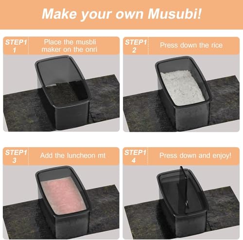 Image of 3PCS Clear Black Onigiri Rice Ball Mold Maker Kit, Musubi Press, Triangle Sushi Press for Kid Lunch Bento, Non-stick, BPA-Free