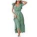Floral Womens Dresses V Neck Wrap Ruffle Short Sleeve Maxi Dress Flowy Long Dresses Casual Boho Beach Dresses Elegant High Waist Maxi Dresses Fashion Maternity Dresses Maternity Clothes Summer/Summer