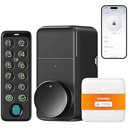 SwitchBot Smart Lock Pro Bundle: Lock+Keypad Touch+Hub Mini Matter, Fingerprint Deadbolt Retrofit, IP65, Matter HomeKit Siri iPhone/Apple Watch, Alexa/Google