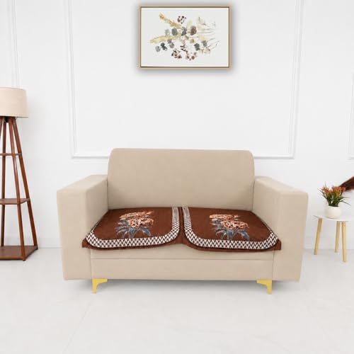Image of Homerz 'Brooklyn Series' Premium Sofa Cover | Quilted Floral Design | Non-Slip Washable Sofa Protector | Soft Anti Slip Fabric (Ny Mustard, 2 Seater, Only Seat Cover)