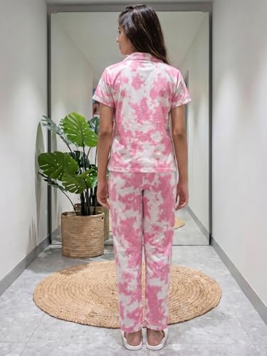 Image of Li'l Tomatoes Girls 100% Cotton Night Suit Set | Half Sleeve Shirt & Pyjama Set | Soft & Breathable Sleepwear | Casual Summer Wear | 9-16 Years