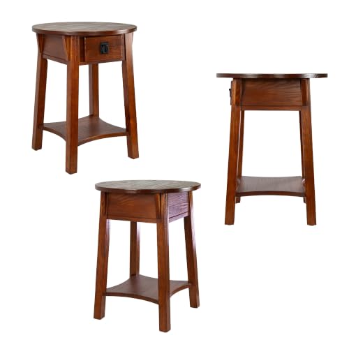 Image of Leick Home Mission Round End Table, 18 inch, Russet