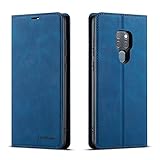 QLTYPRI Hülle für Huawei Mate 20, Premium Dünne Ledertasche Handyhülle mit Kartenfach Ständer Flip Schutzhülle Kompatibel mit Huawei Mate 20 - Blau
