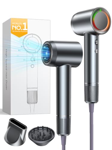 Image of Hair Dryer, 160000 RPM High-Speed Professional Blow Dryer for Fast Drying, 500M Negative Ionic Care Hair Dryer for, Low Noise Thermo-Control Travel Hairdryer with Diffuser & Nozzle,Luxury Packaging
