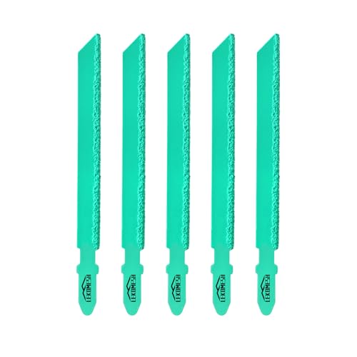 LEKOMESH Lame Seghetto Alternativo Diamantato - 5 pezzi Lame Diamantate Disco da Taglio per Vetroresina Marmo Plastica Legno Cartongesso con Gambo a T Grana 46