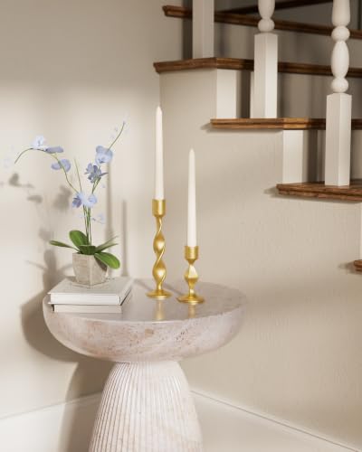 Image of Gold Candlestick Holders Set of 2 Cast Iron Vintage Candle Holders