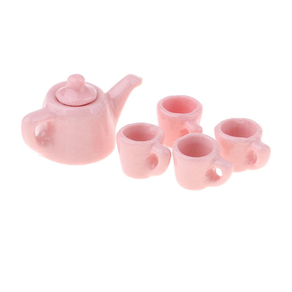 SAZ DEKOR 1/12 Dollhouse Miniature Ware Porcelain Tea Set Cup Pot Pure Color Tableware Furniture Toy for Children Kids (Pink) (B0CF5BZ86F) Amazon Price History, Amazon Price Tracker