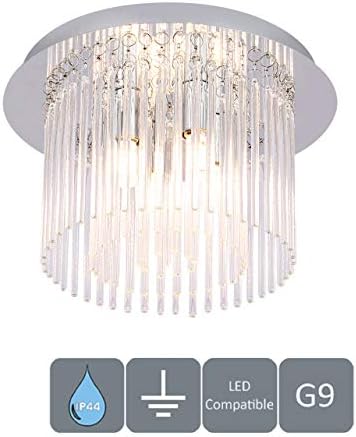 HARPER LIVING 4xG9 Semi-Flush Ceiling Light, Chrome Finish, Waterproof (IP44), Ideal for Living Room, Bathroom, Bedroom, Kitchen, Hallway, Hotel, B&B