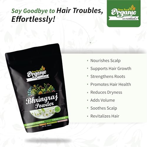 Organic Essentials Bhringraj Powder For Hair Treatment, Pure and Chemical-Free for Healthy, Vibrant Hair (Bhringraj Powder)