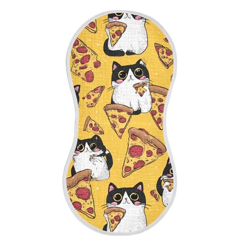 Pizzas Kawaii Cat Burp Cloths Baby Boys Girls Absorbent Soft Cotton Burping Cloths Rags, 1 Pack