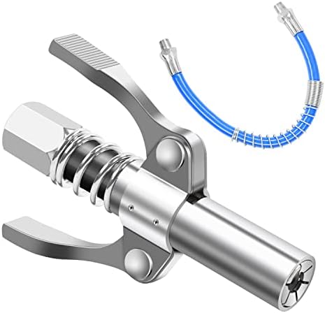 OCTAOR Double Handle Grease Gun Coupler, Quick Lock and Release Upgraded Grease Gun with 30cm Hose, 12000 PSI with Standard 1/8" NPT