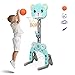 COSTWAY Canestro da Basket, Centro attività 3 in 1 per Bambini, canestro da Basket con Porta da Calcio e Gioco degli Anelli, Set Basket e Calcio a Forma di Orso, per Bambini e Bambine
