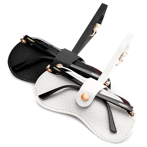 Image of FEISEDY Sunglass Case, 2Pcs Soft Leather Eyeglass Cases for Women