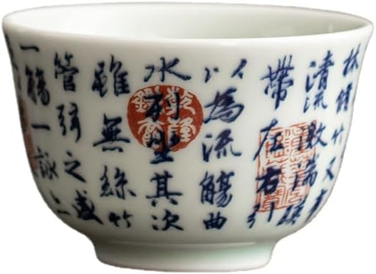 JIHAE Taza de té porcelana china antigua azul y blanca (S1)