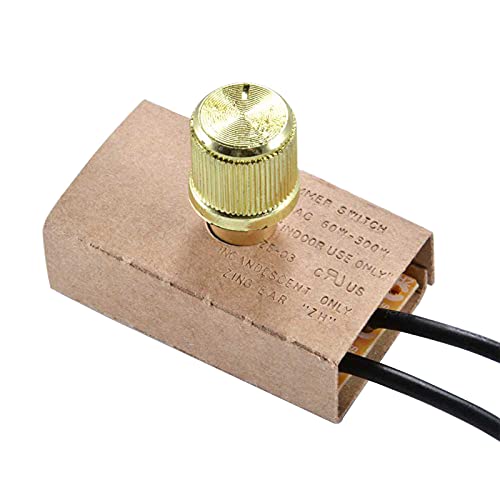 Jifeijidian Ze-03B (Separate) Lamp Switch Rotary Dimmer On/Off Home Table Light 360° Full Range Inline Control Replacement Repair Kit Zing Ear For Floor Lamp Incandescent Lights Brass Knob 300W 120V #TOP1