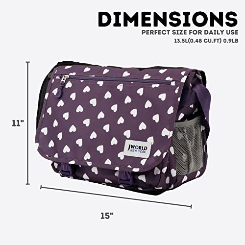 J World New York Terry Cute Messenger Bag For Women Kids School, Purple Heart #TOP6